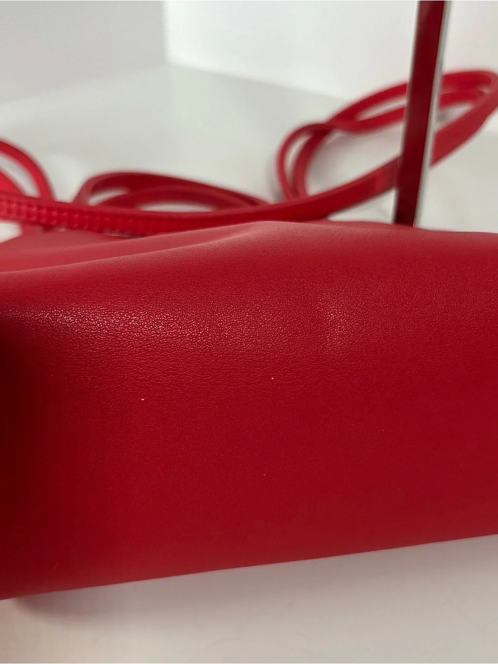 Telfar Red Vegan Leather Small Shopping Bag with Embossed Logo - Picture 7 of 10